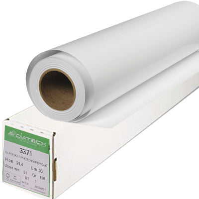 Papier photo – 190 g/m² Brillant – 914 mm × 30 m – mandrin 2”