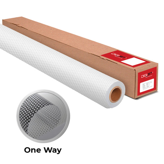 Film One Way Vision OWV-14-M – 0,14 mm – 140 g/m² – Impression éco-solvant / UV / latex – 1,37 × 50